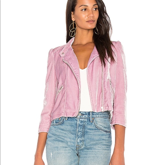 pink velvet denim jacket